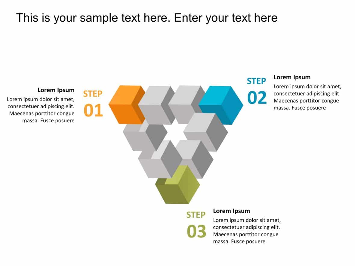 Animated Cubes 3 Steps Strategy PowerPoint Template | SlideUpLift