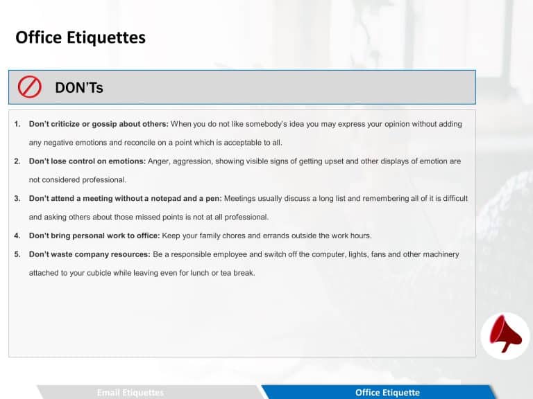 Business Etiquettes and Guidelines PowerPoint Template & Google Slides Theme 5