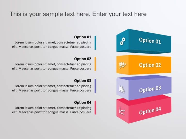 Options 3D 4 Steps Boxes PowerPoint Template & Google Slides Theme