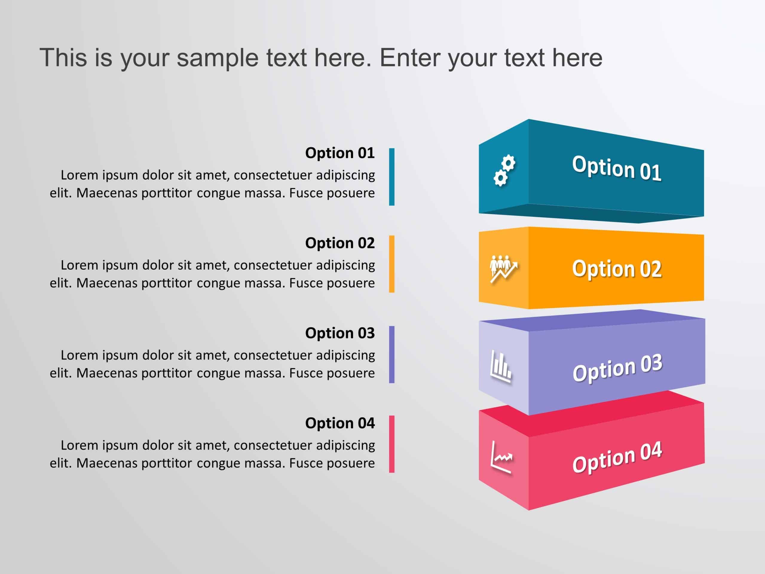 Free Options 3D 4 Steps Boxes PowerPoint Template