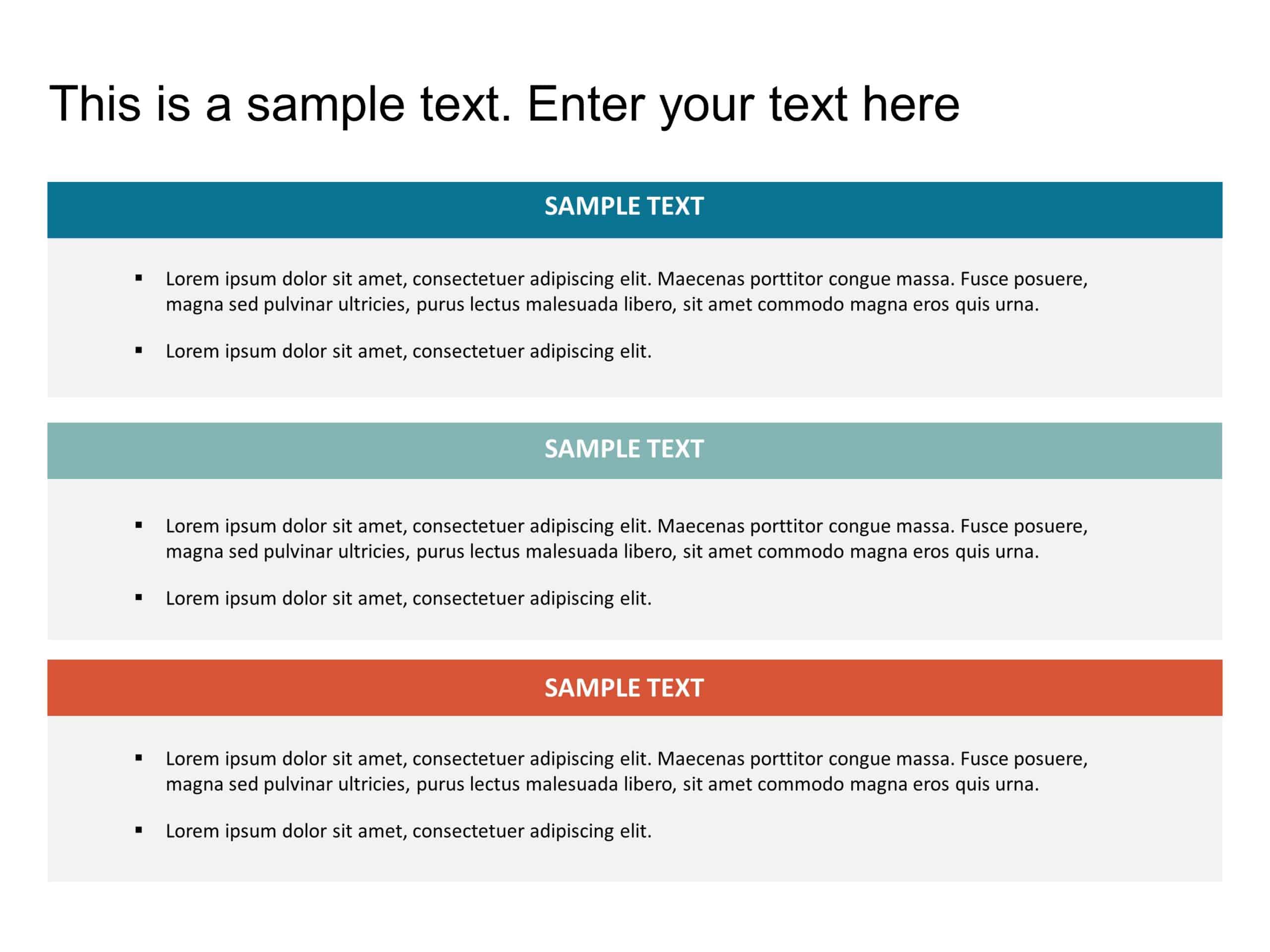 Tri-Color Horizontal Text Box Layout for Information Display Powerpoint ...
