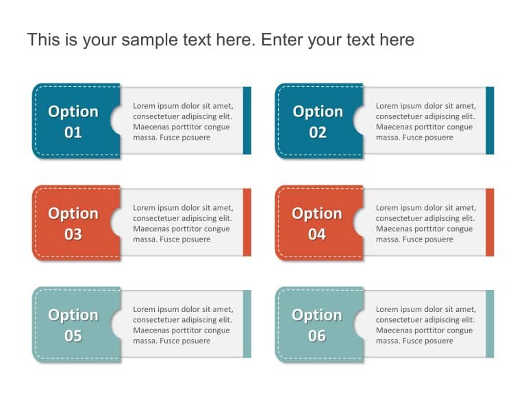 Options 6 Steps List PowerPoint Template