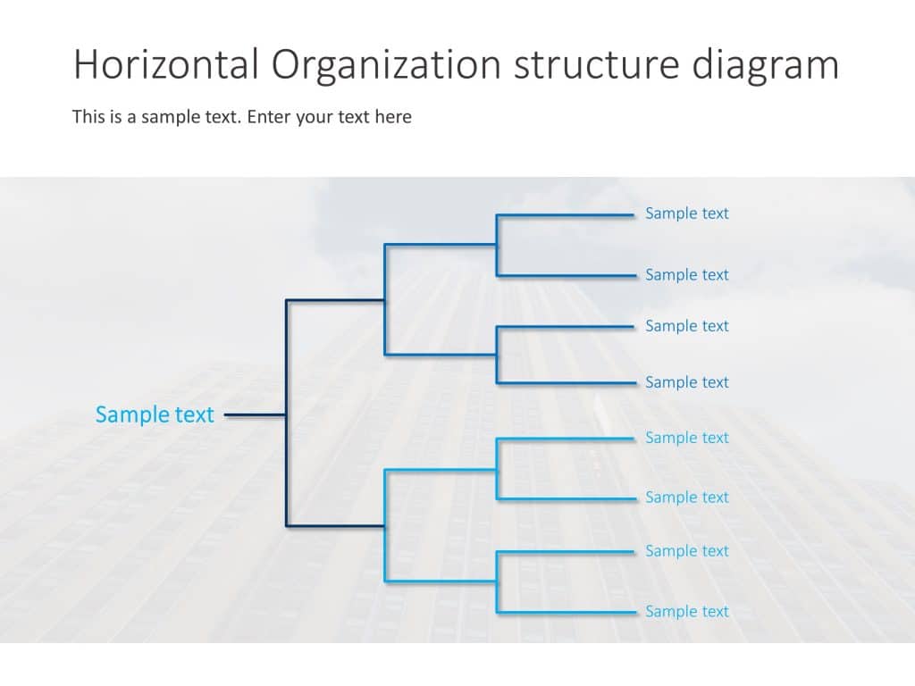 Horizontal Organization Structure Diagram Powerpoint Template 3616