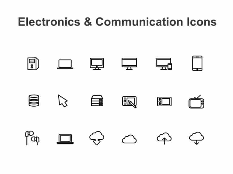 Electronics & Communication Marketing Icons PowerPoint Template & Google Slides Theme