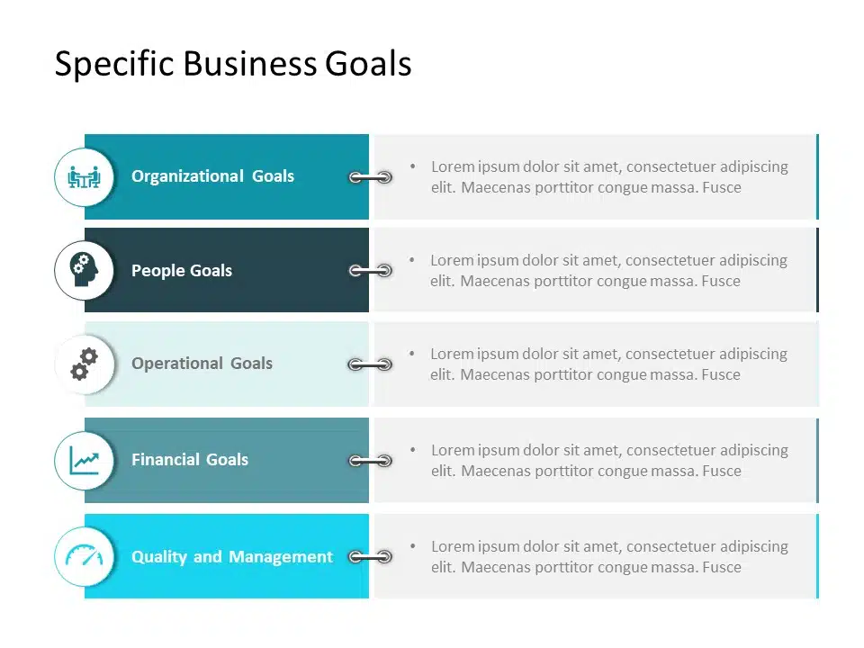 Business Goals List Detailed PowerPoint Template & Google Slides Theme