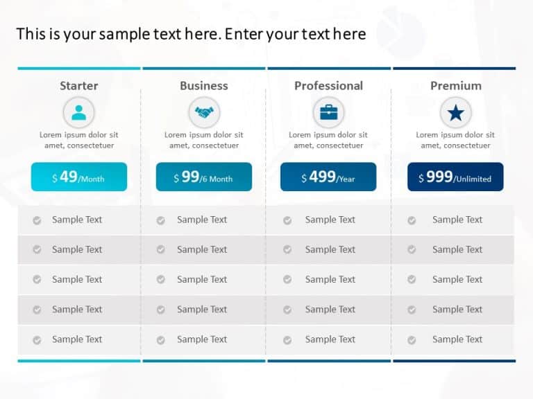 Pricing Options Table PowerPoint Template
