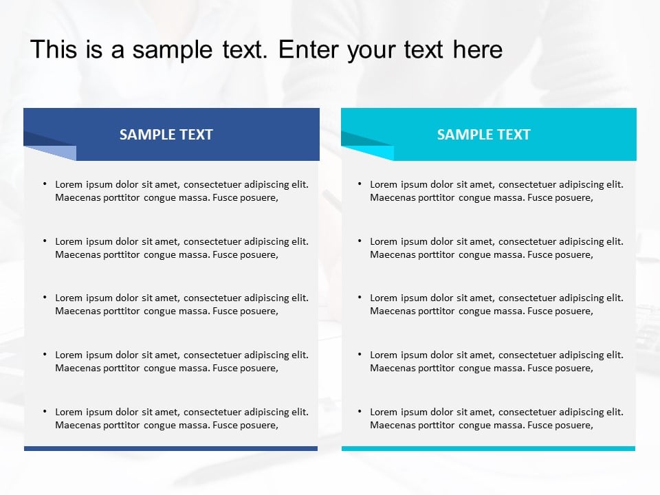 Dual Column Text Box Layout in Blue and Teal Slide Template