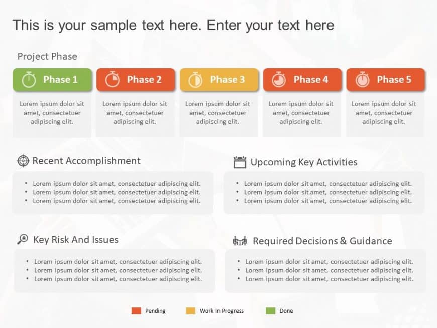 Project Phases Status Summary PowerPoint Template