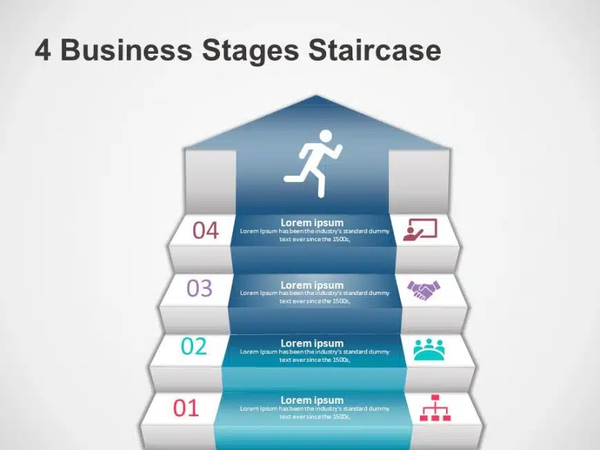 4 Business Stages Diagram PowerPoint Template