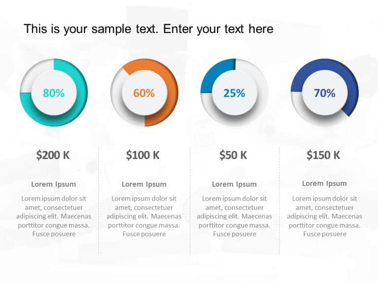 4 Circular Dials Market Share PowerPoint Template & Google Slides Theme