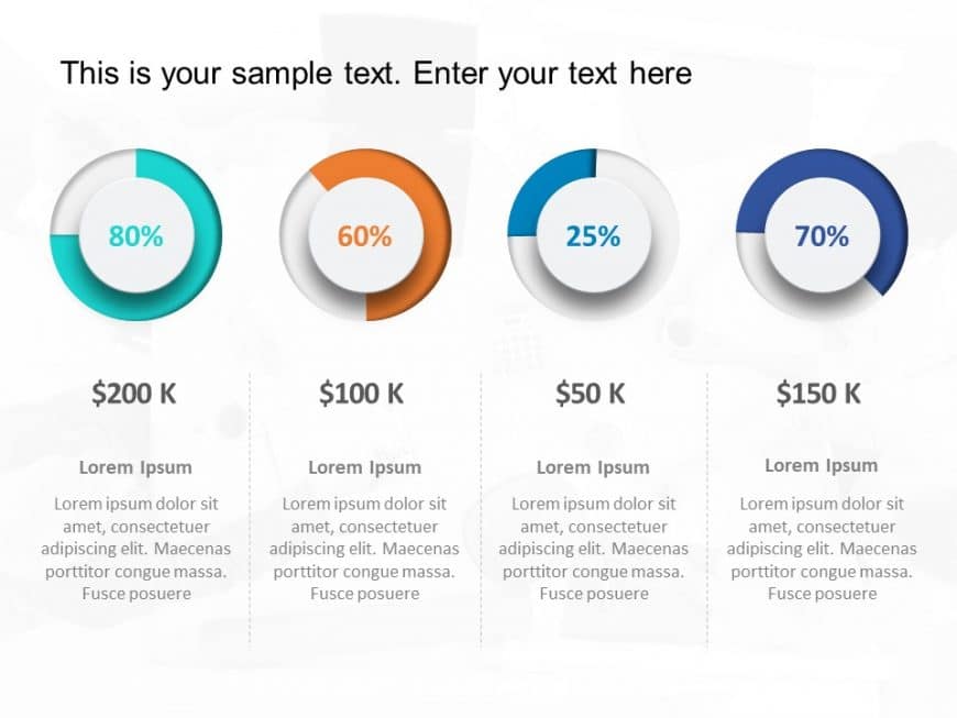 4 Circular Dials Market Share PowerPoint Template