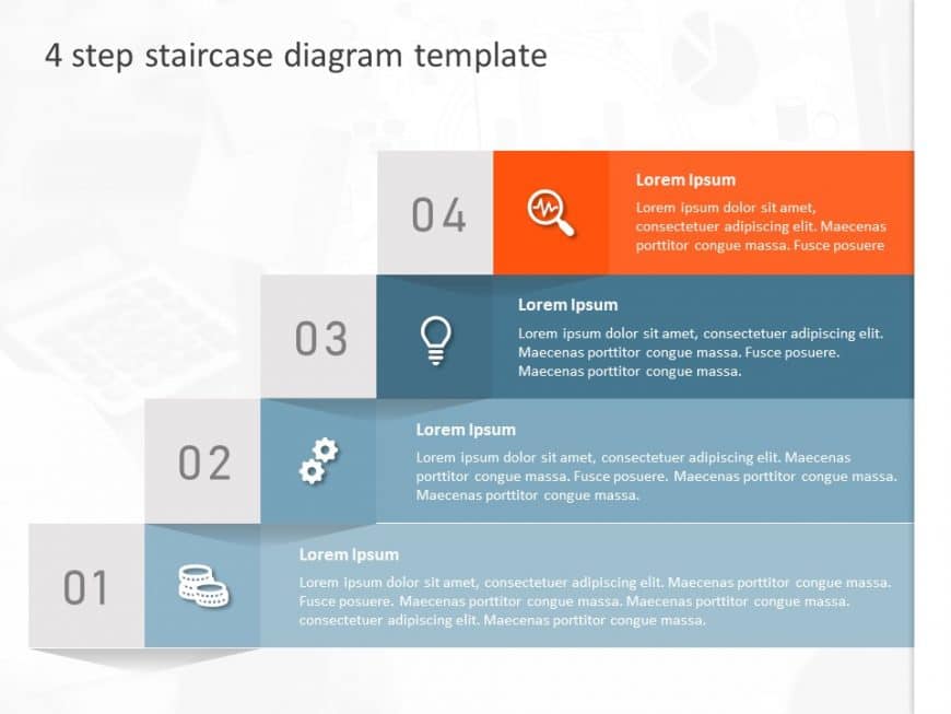 4 Step Staircase Diagram PowerPoint Template