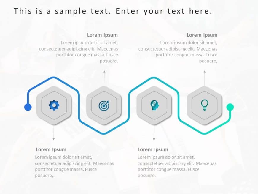 4 Steps Hexagon Strategy PowerPoint Template