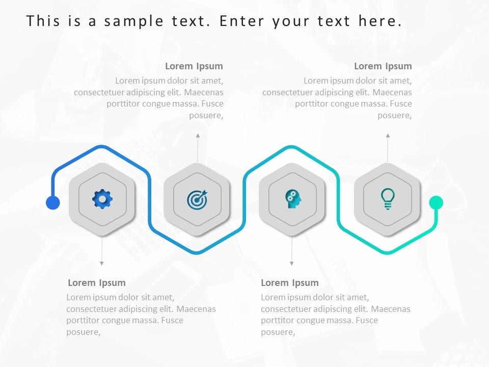 4 Steps Hexagon Strategy PowerPoint Template