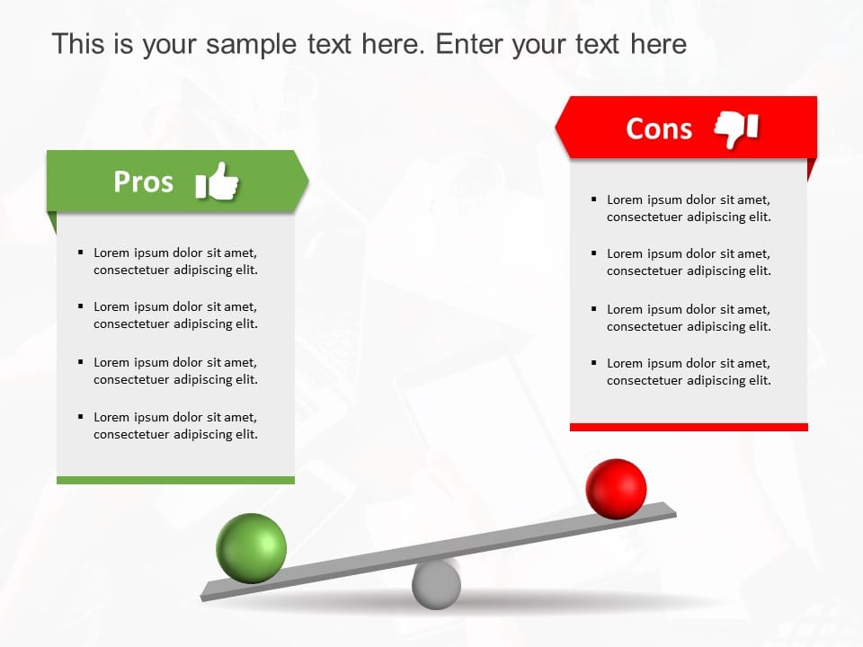 Pros and Cons Seesaw 1 PowerPoint Template