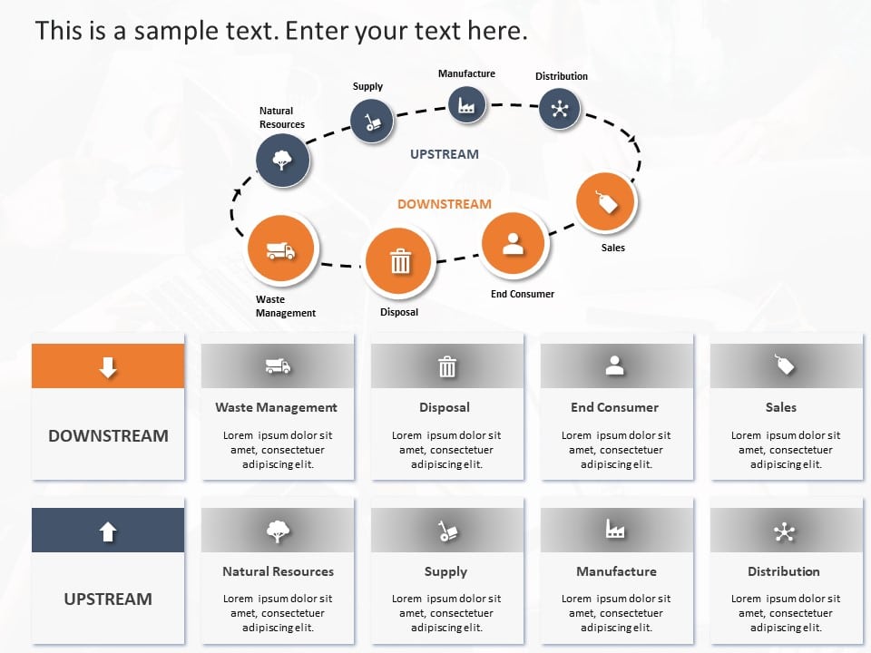 Upstream Process Diogram Upstream Downstream Business Process PowerPoint Template