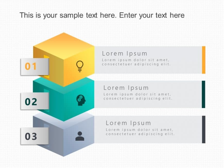 3 Steps Strategy Building Blocks PowerPoint Template