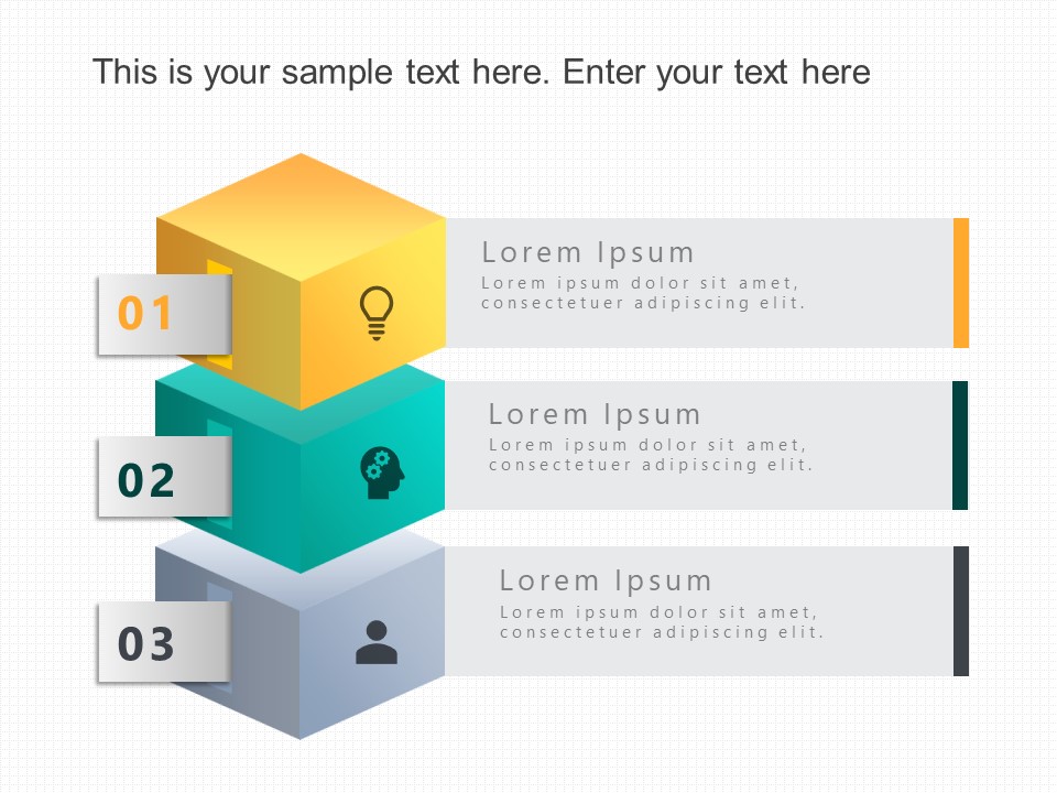 3 Steps Strategy Building Blocks PowerPoint Template