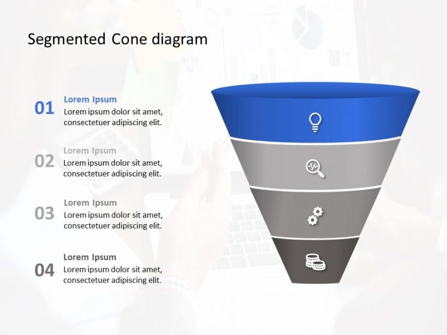 Segmented Cone diagram PowerPoint Template