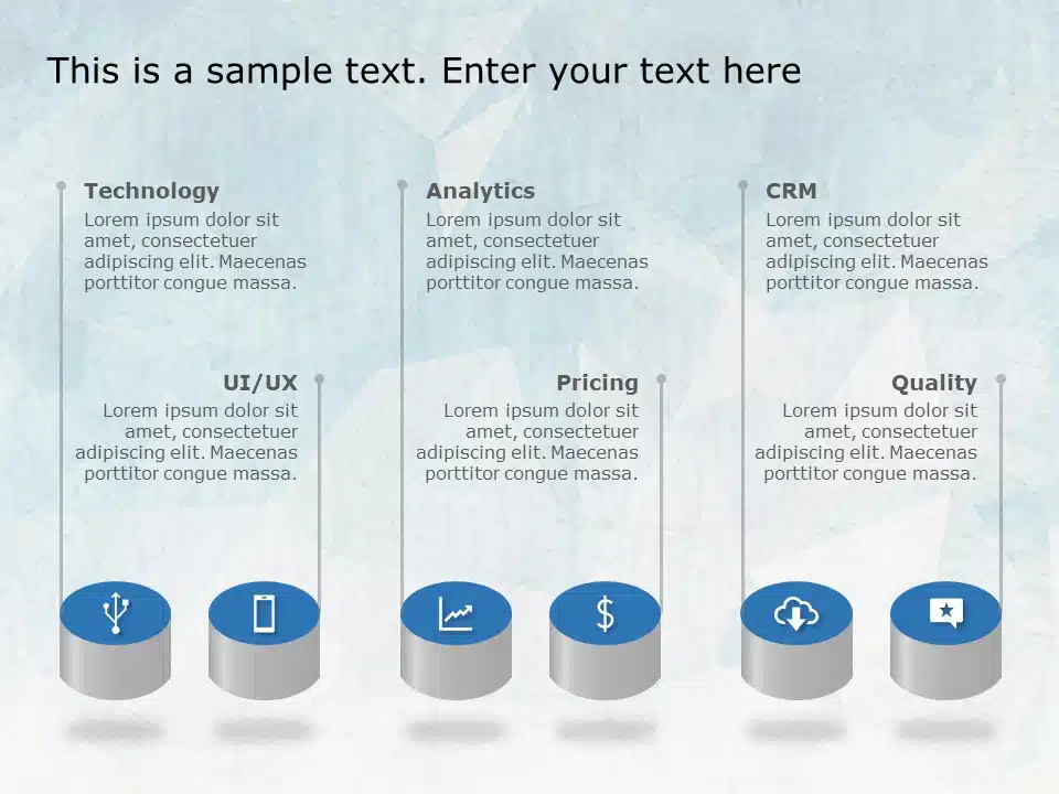 3D Cylinder Features PowerPoint Template & Google Slides Theme