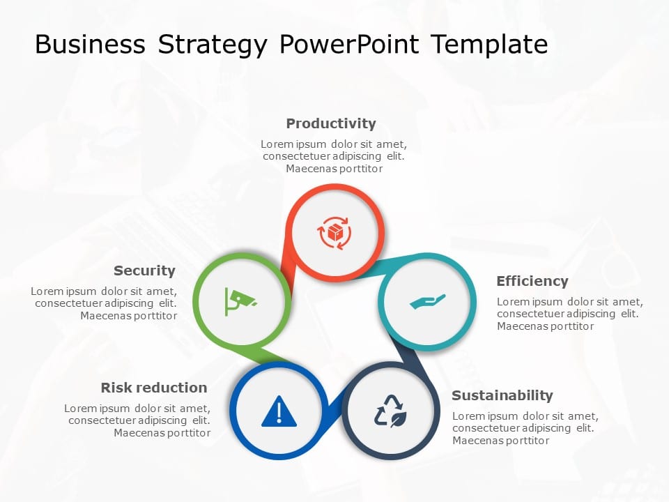 Circle 5 Steps Strategy PowerPoint Template