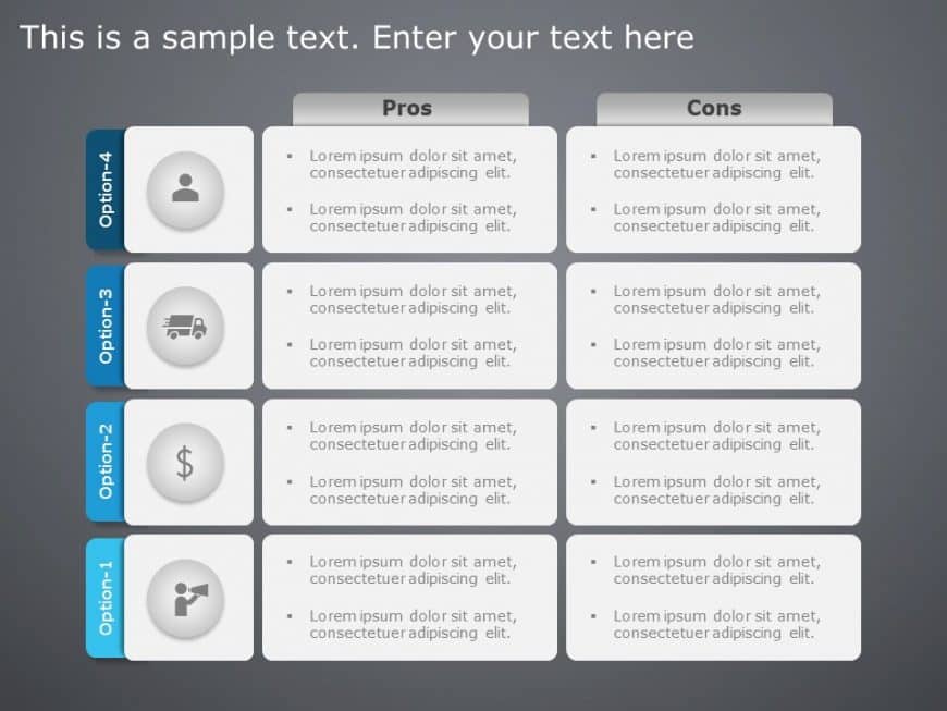 Business Options Pros and Cons PowerPoint Template