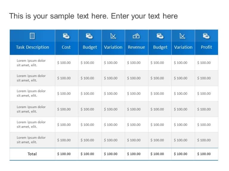 Budget Finance Table PowerPoint Template & Google Slides Theme