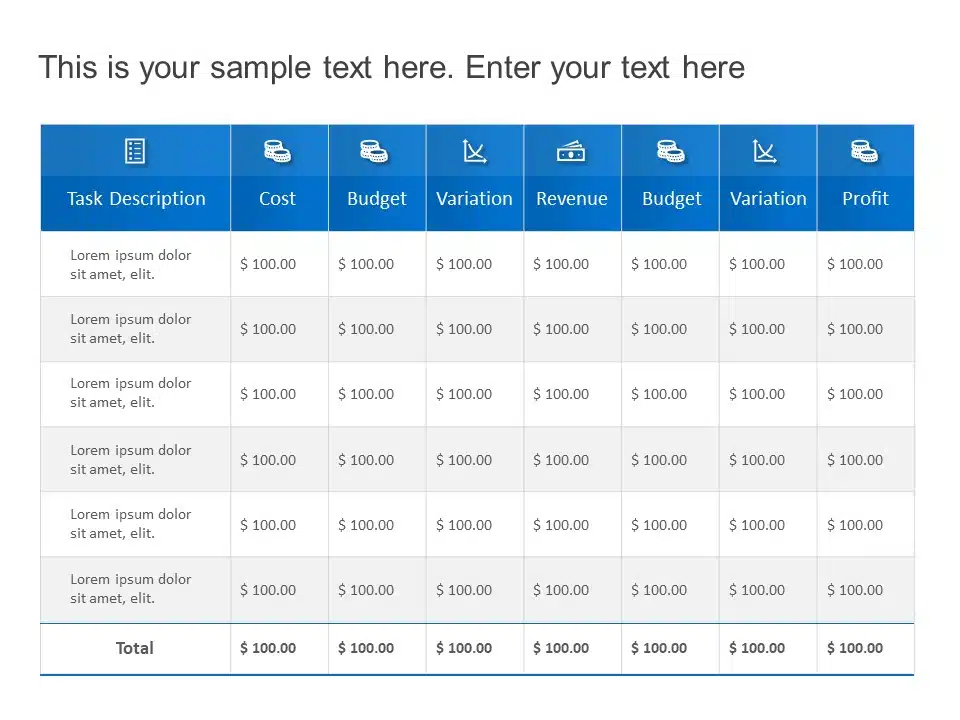 Budget Finance Table PowerPoint Template & Google Slides Theme