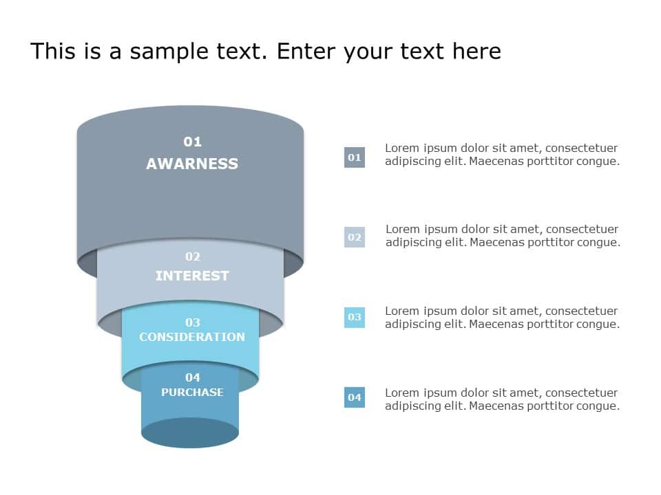Funnel Gradient Blue Blue Gradient Funnel for Sales Process Stages Slide Template