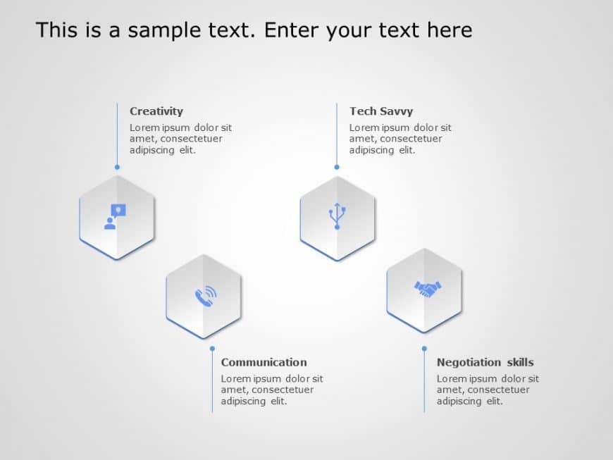 4 Steps Hexagon Core Competencies PowerPoint Template