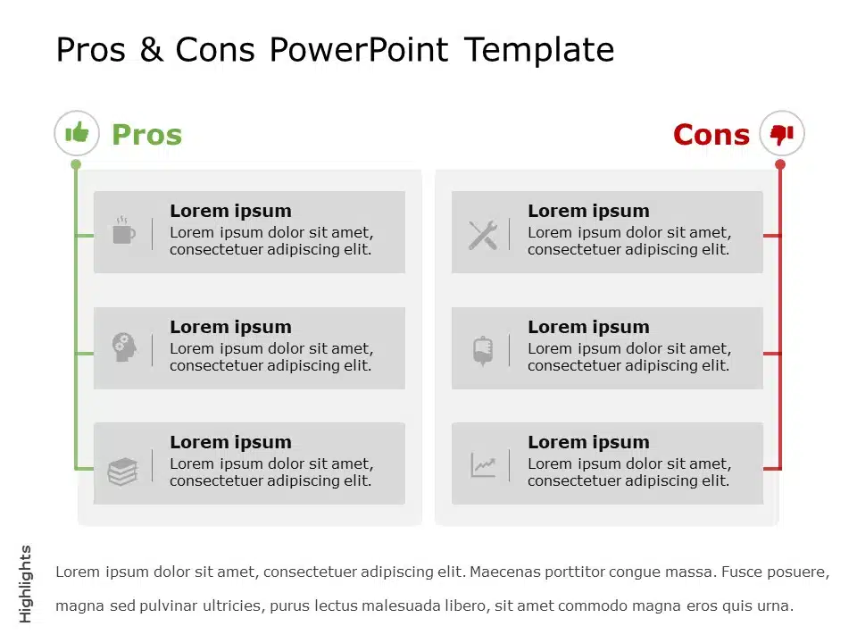 Pros And Cons 9 PowerPoint Template & Google Slides Theme