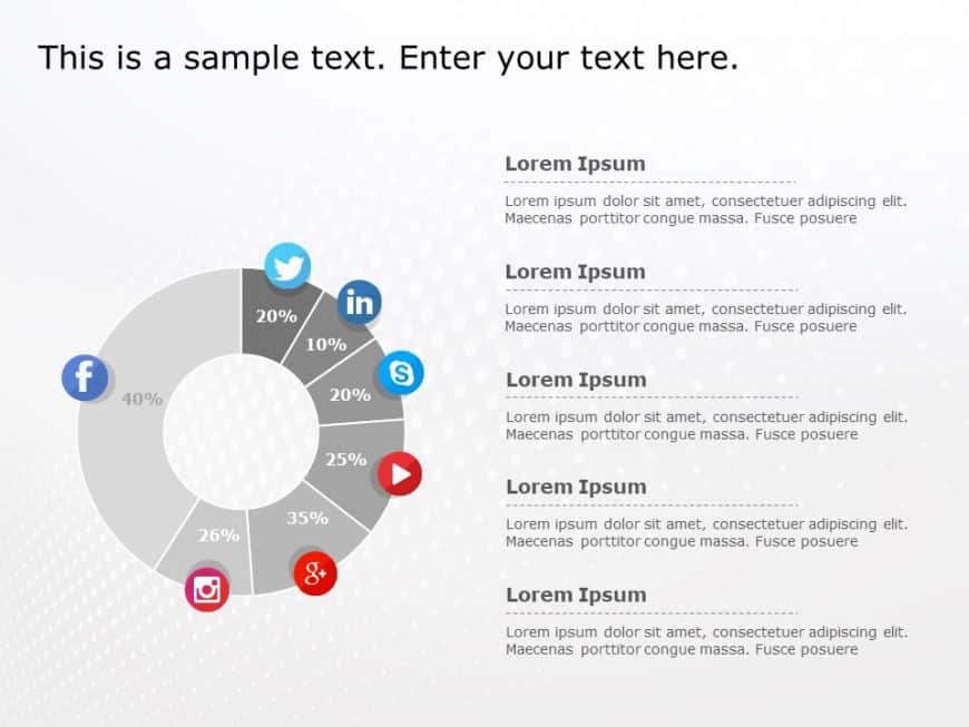 Social Media Market Share 5 PowerPoint Template