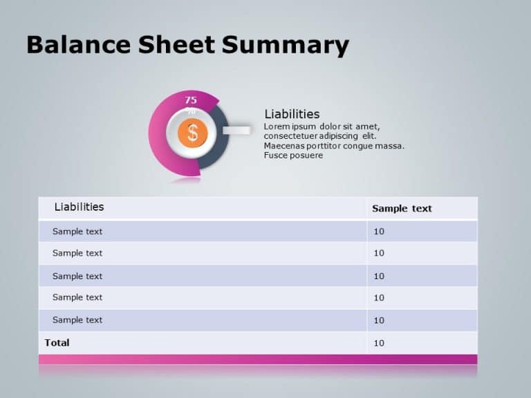 balance sheet summary 3 PowerPoint Template