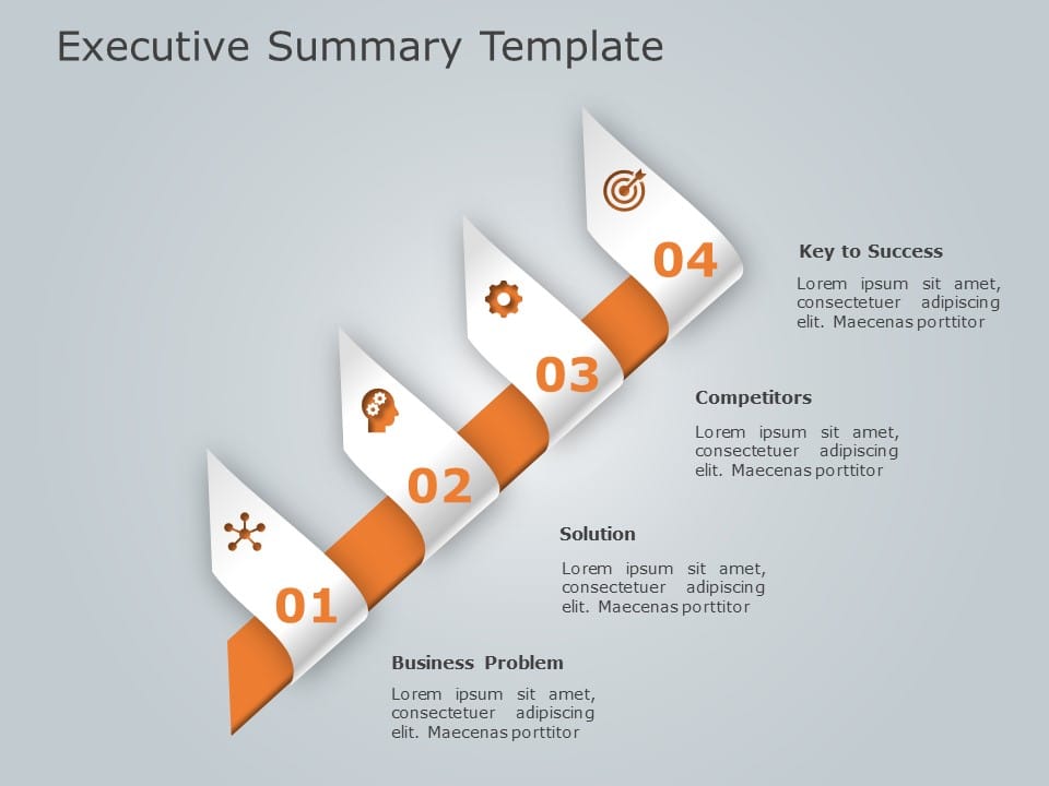 Executive Summary Ribbon Orange and Gray Curved Ribbon Executive Summary Infographic Powerpoint ...