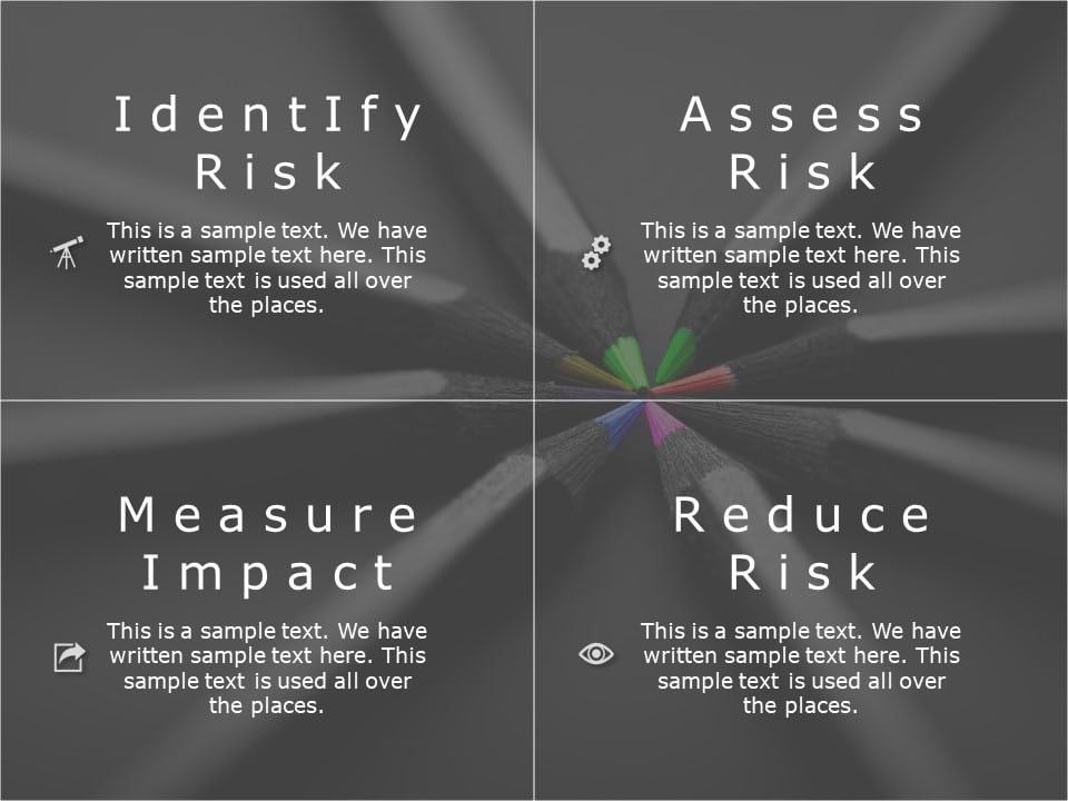 Dark Themed Risk Management Quadrant in Gray and White Presentation ...