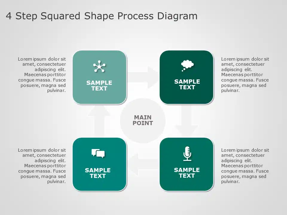 Free Vector  Four squares work process chart template for presentation.