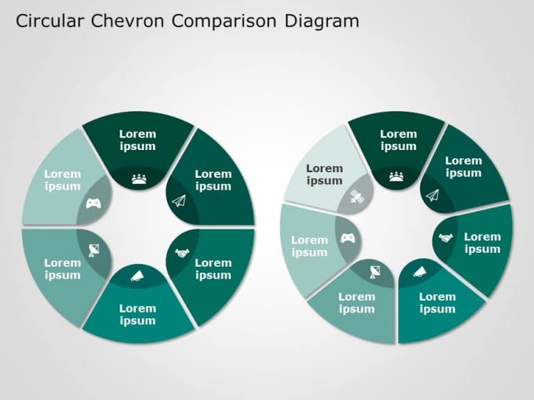 2 Circular Chevron Comparison Diagram PowerPoint Template