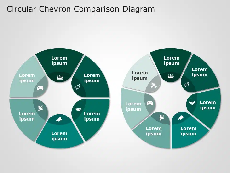 2 Circular Chevron Comparison Diagram Powerpoint Template Slideuplift 2619