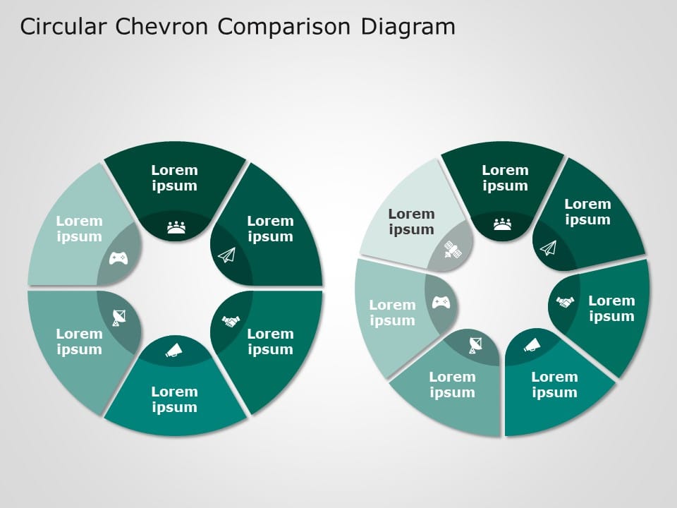 Chevron Chart Example 2 Circular Chevron Comparison Diagram PowerPoint Template