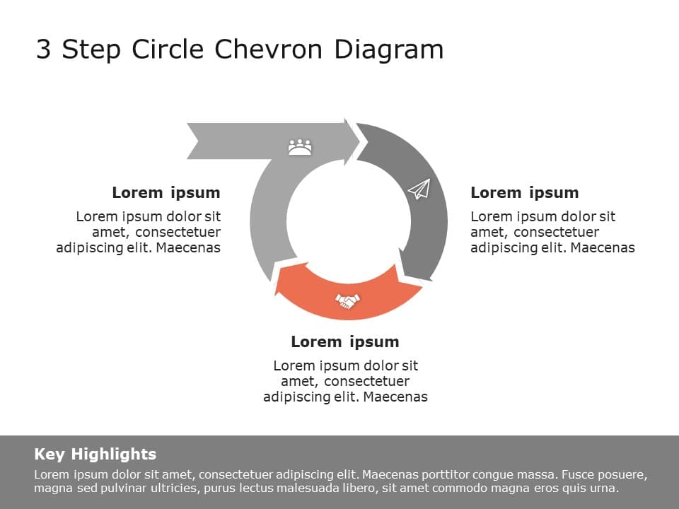 3 Step Circular Chevron Diagram PowerPoint Template & Google Slides Theme