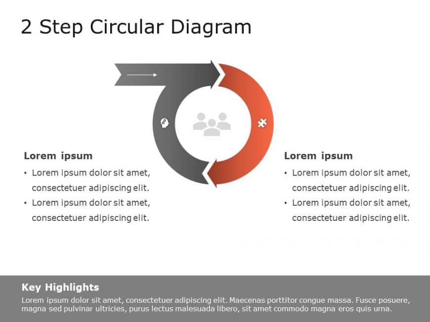 2 Step Circular Chevron Diagram PowerPoint Template