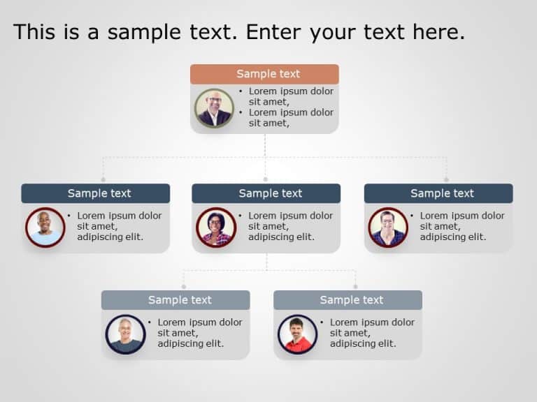 3 Level Org Chart Powerpoint Template 4749