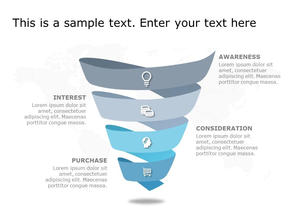Funnel Analysis Powerpoint Blue Gradient Funnel for Marketing Conversion Stages Powerpoint Template