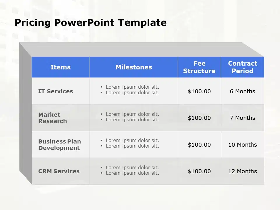 Pricing 5 PowerPoint Template & Google Slides Theme