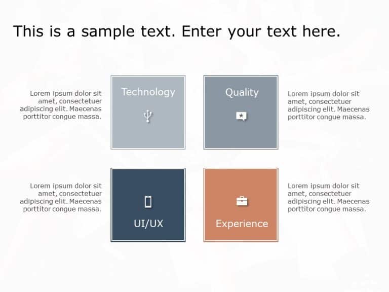 Four radial square PowerPoint Diagram Template