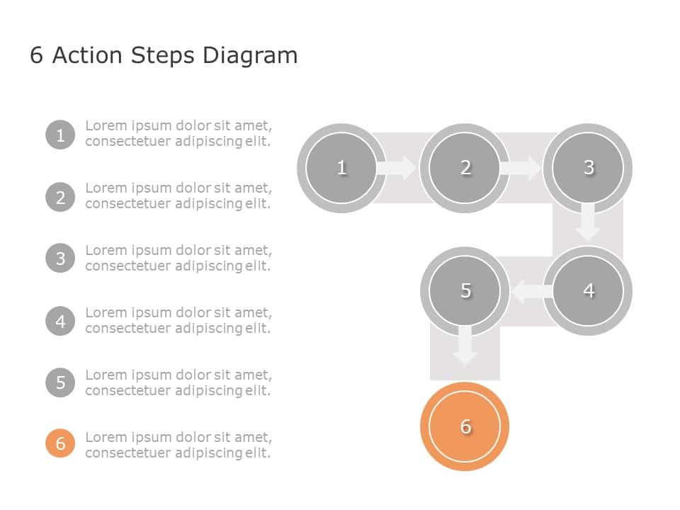 6 Action Steps Diagram PowerPoint Template