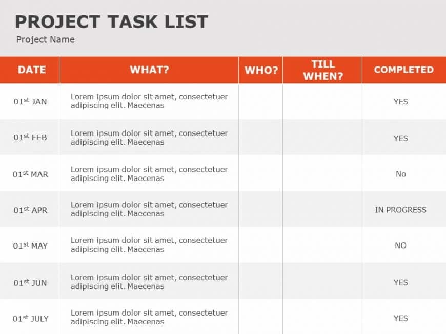 Project Task PowerPoint Template