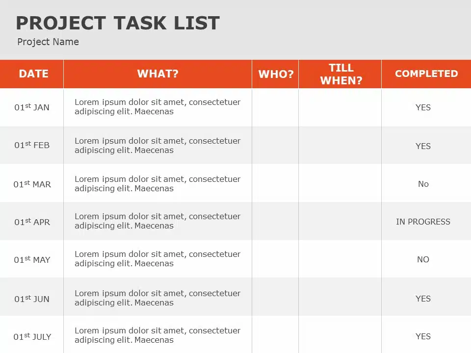 Project Task PowerPoint Template & Google Slides Theme