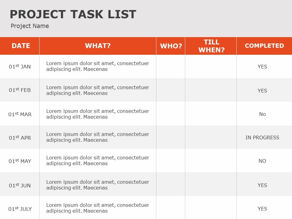 Project Task Ppt Project Task PowerPoint Template