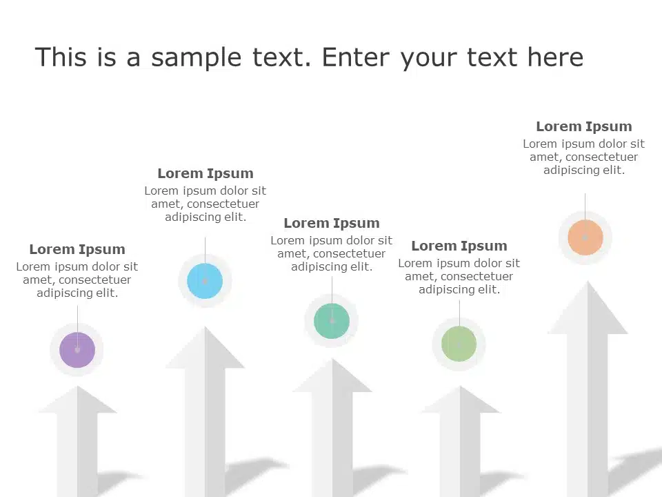 5 Steps Arrow Growth Drivers Google Slides Theme